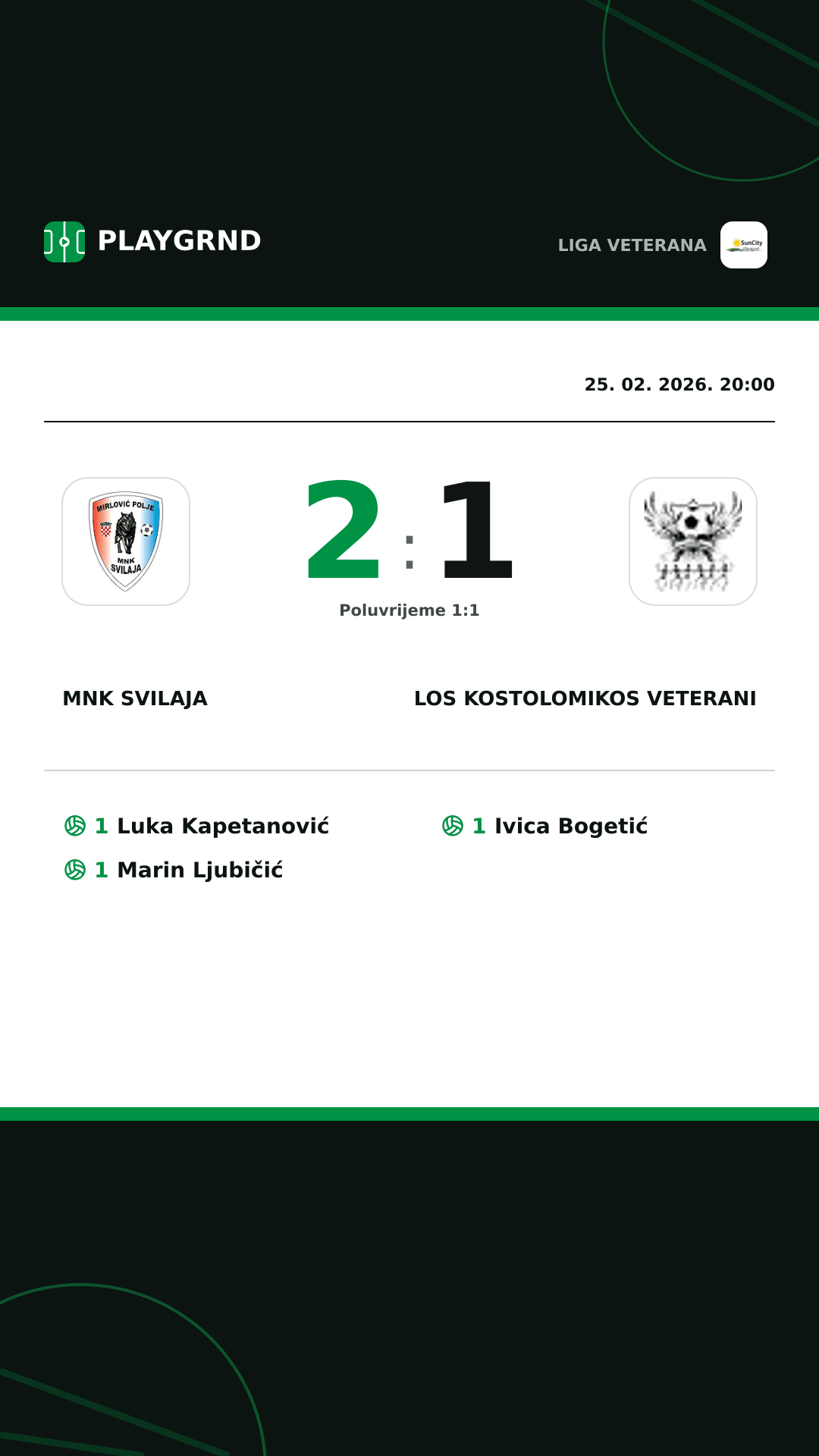 Instagram slika: MNK Svilaja 2:1 Los Kostolomikos Veterani