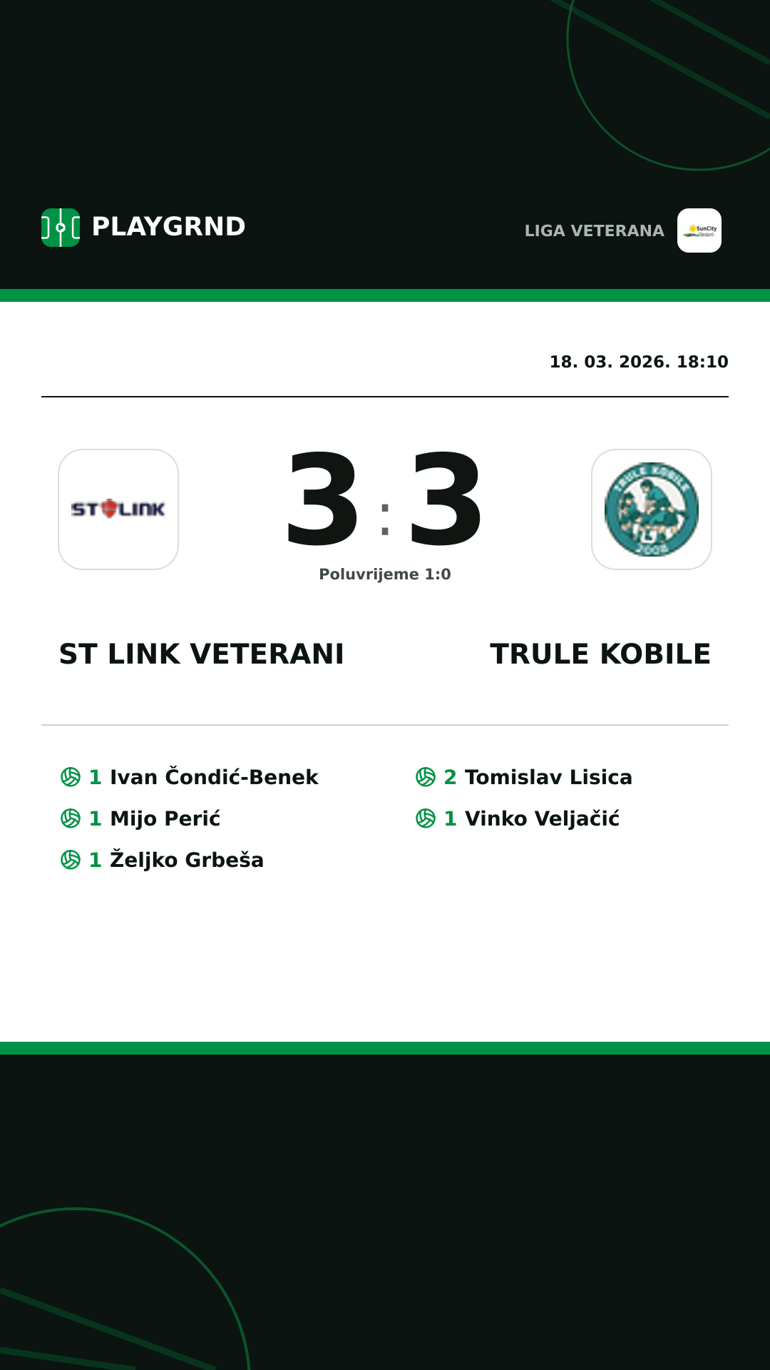 Instagram slika: ST Link Veterani 3:3 Trule Kobile