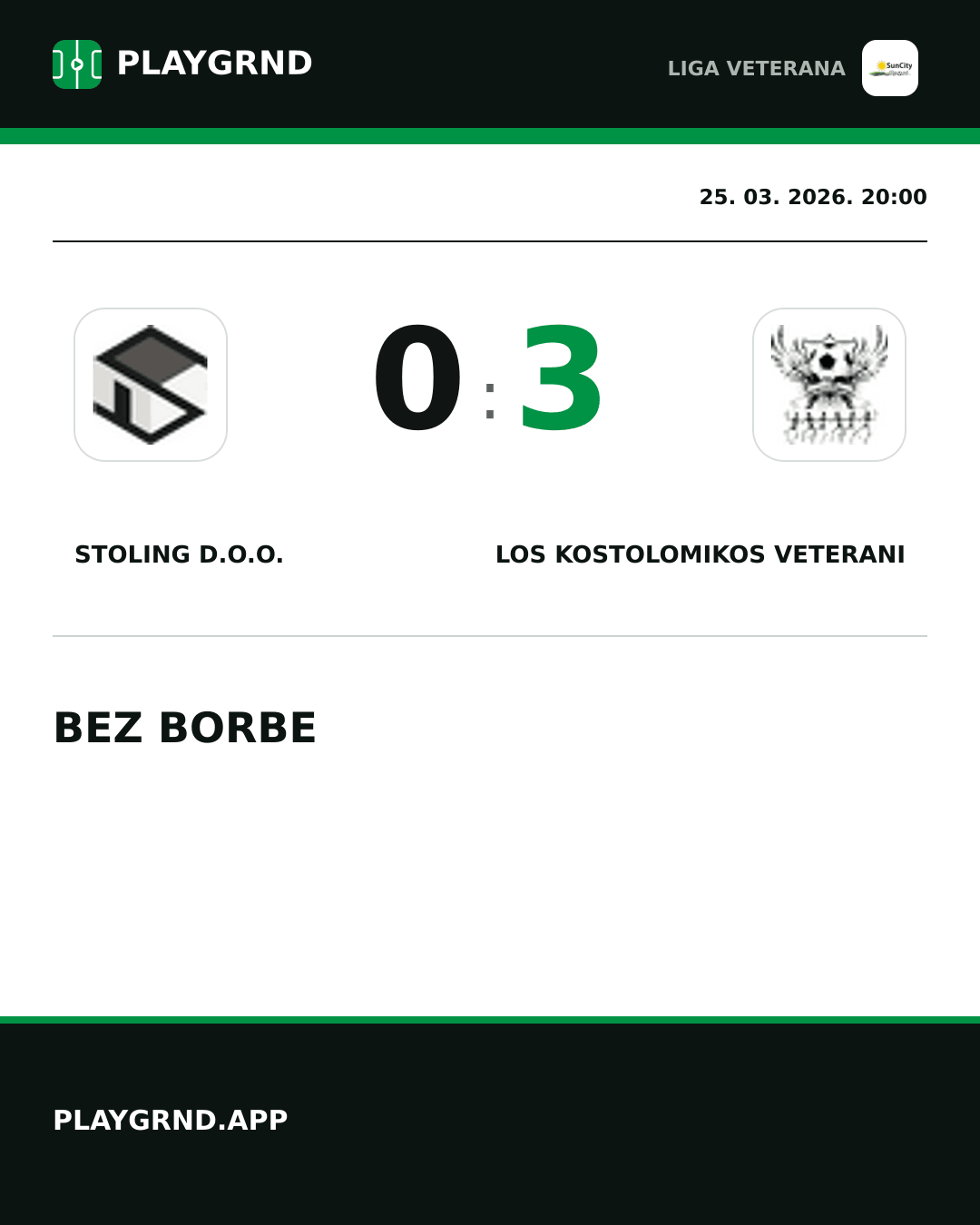 Instagram slika: Stoling D.O.O. 0:3 Los Kostolomikos Veterani