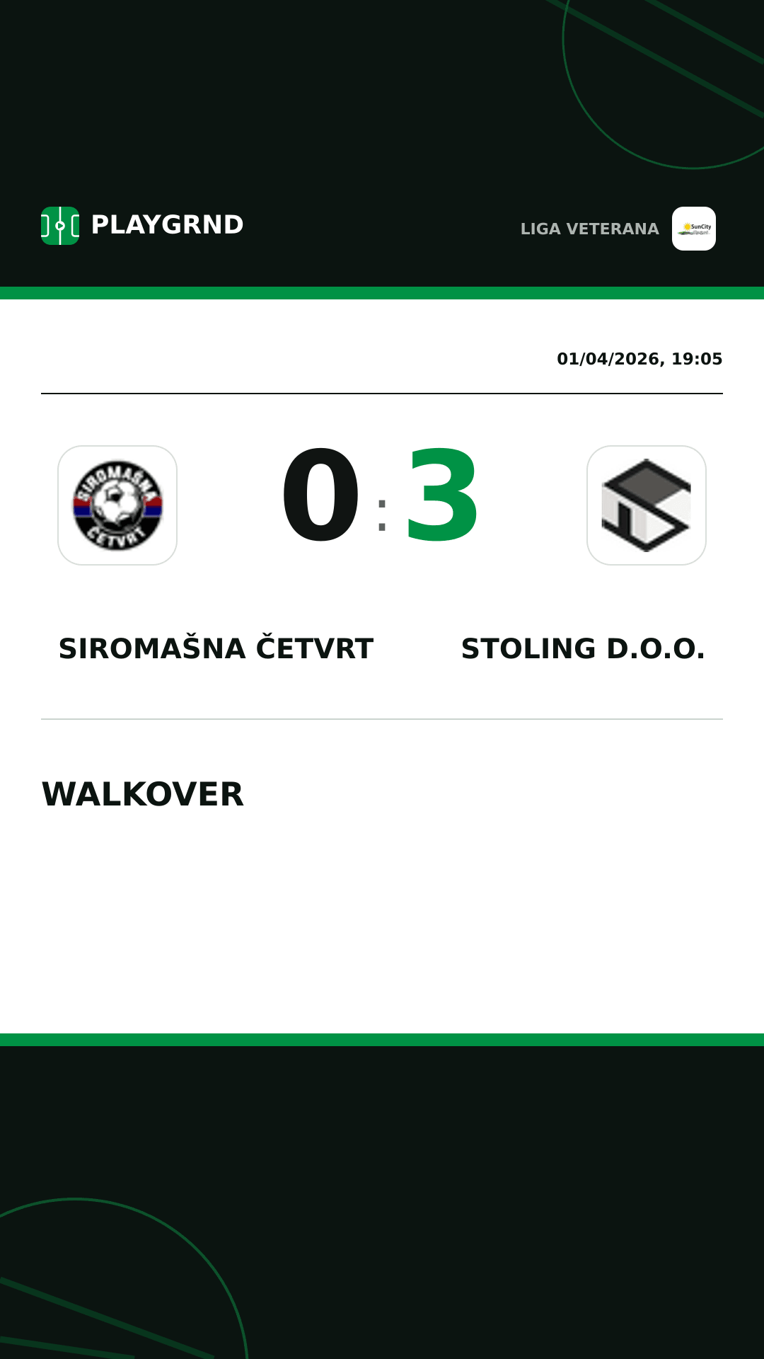 Instagram artwork: Siromašna Četvrt 0:3 Stoling D.O.O.