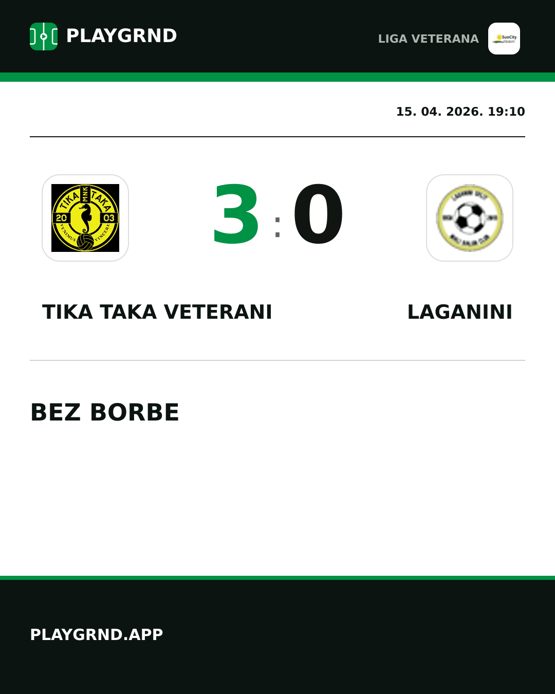 Instagram slika: Tika Taka Veterani 3:0 Laganini