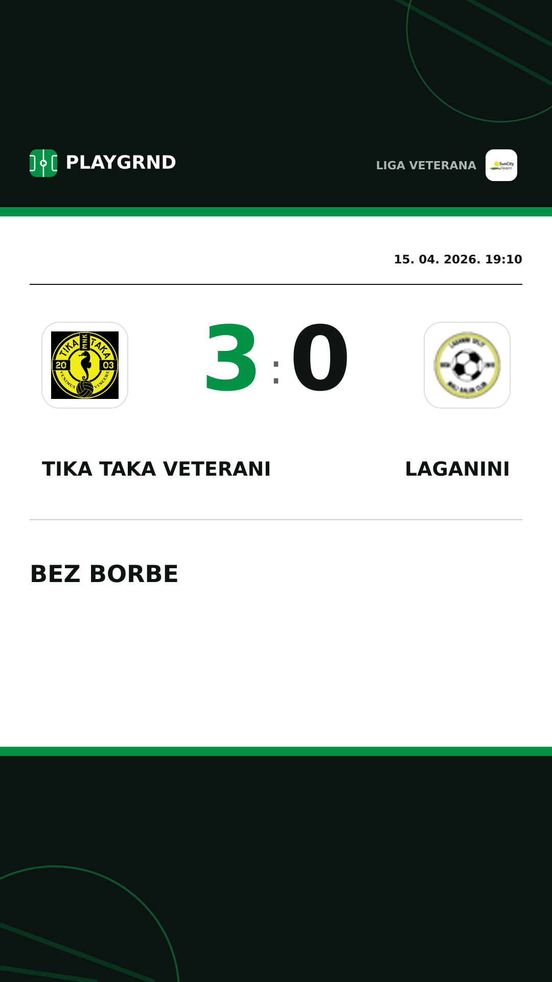 Instagram slika: Tika Taka Veterani 3:0 Laganini