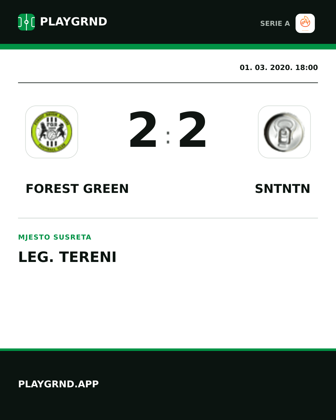 Instagram slika: Forest Green 2:2 Sntntn