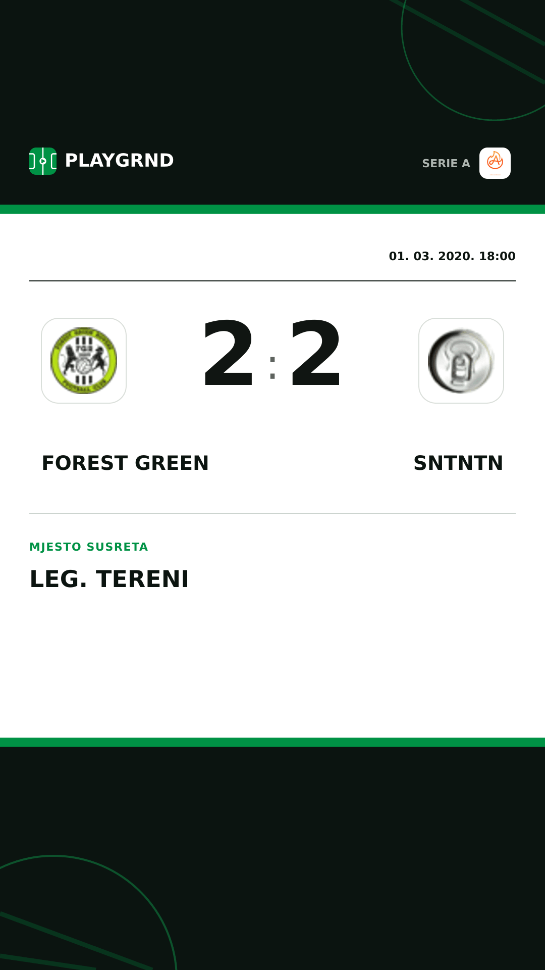 Instagram slika: Forest Green 2:2 Sntntn