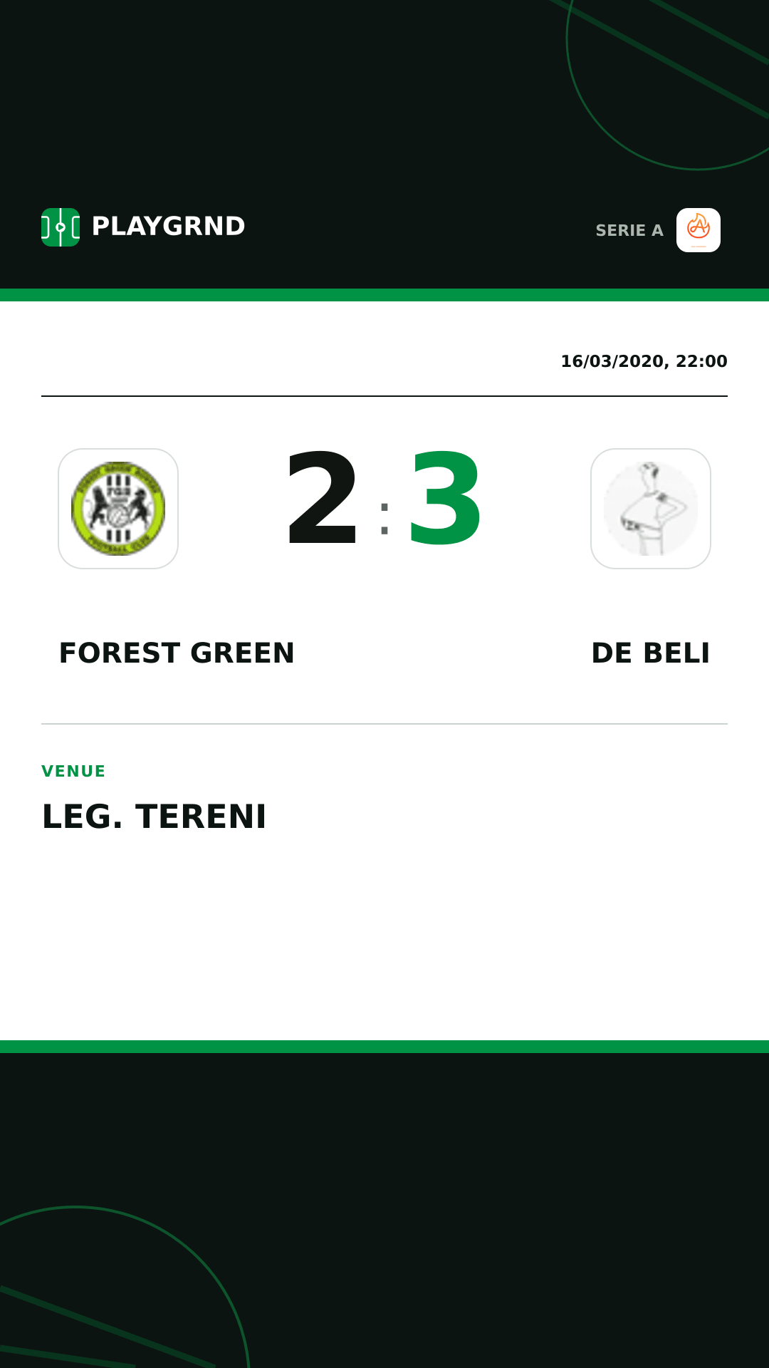 Instagram artwork: Forest Green 2:3 DE Beli