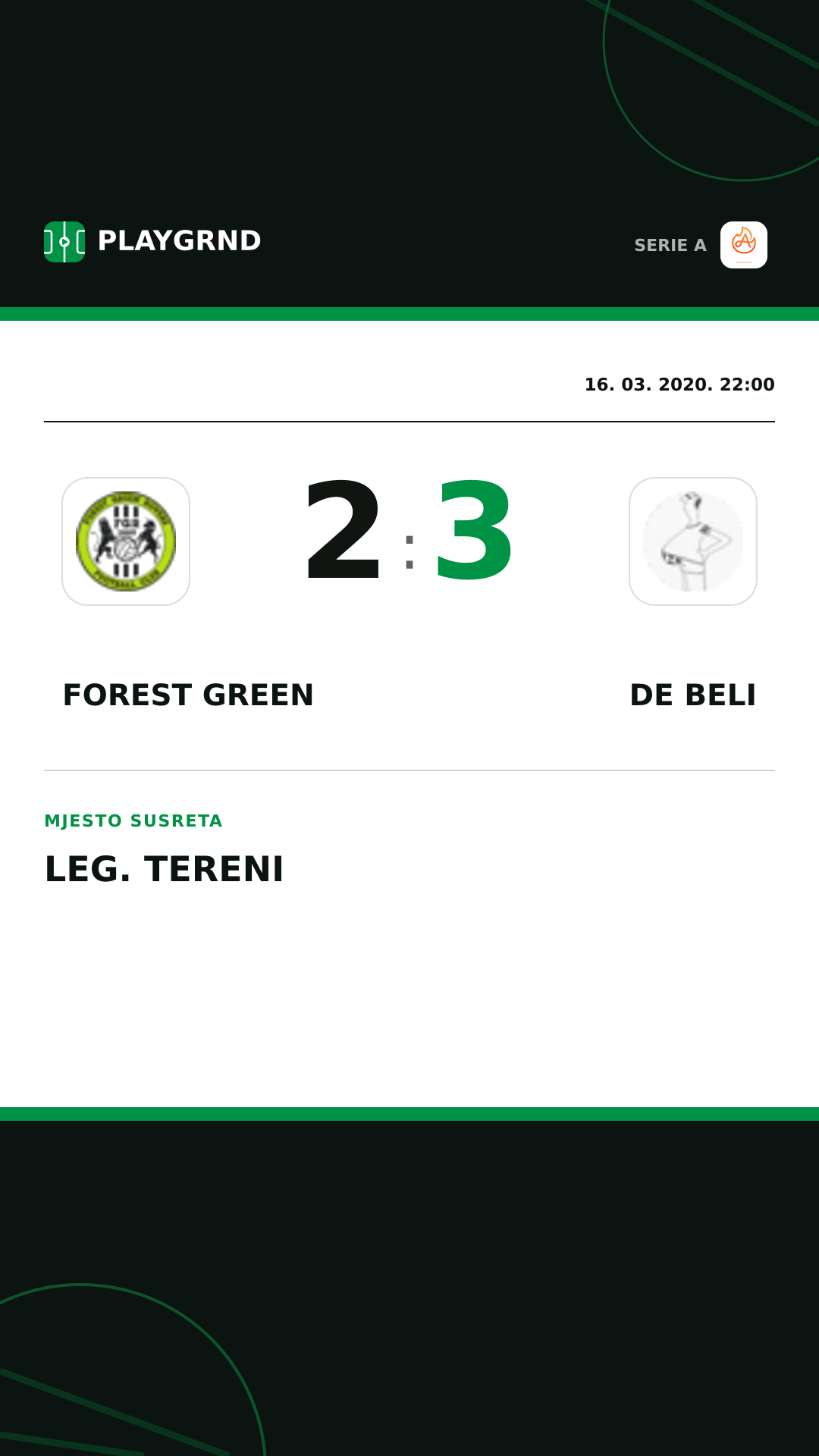 Instagram slika: Forest Green 2:3 DE Beli