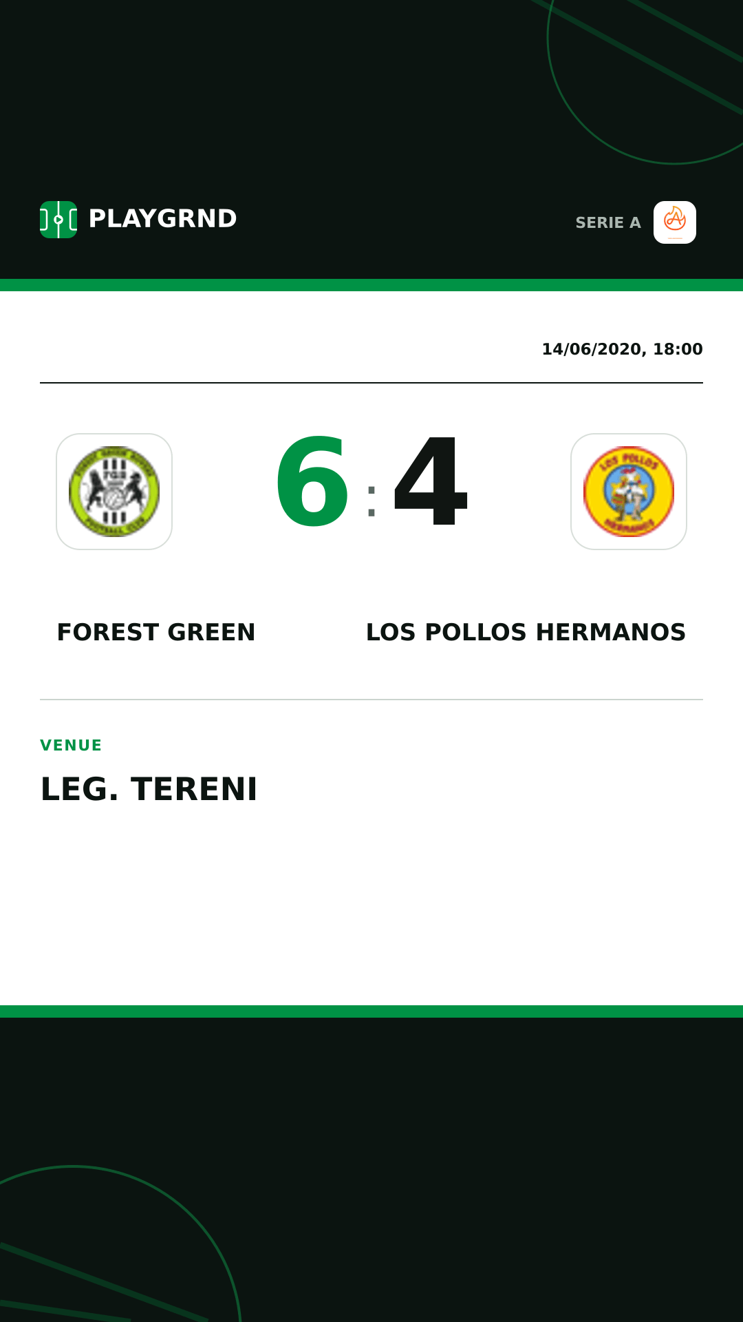Instagram artwork: Forest Green 6:4 Los Pollos Hermanos