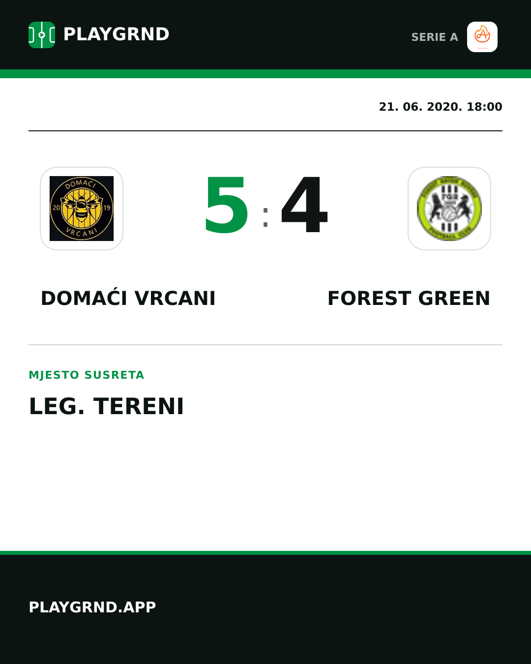 Instagram slika: Domaći Vrcani 5:4 Forest Green