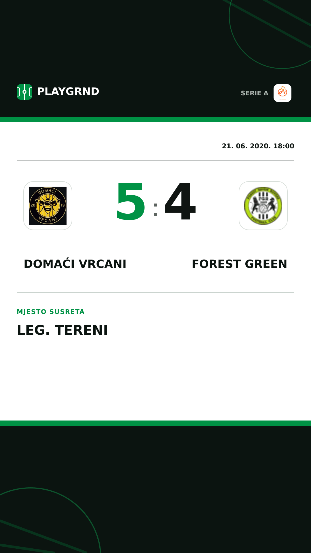 Instagram slika: Domaći Vrcani 5:4 Forest Green