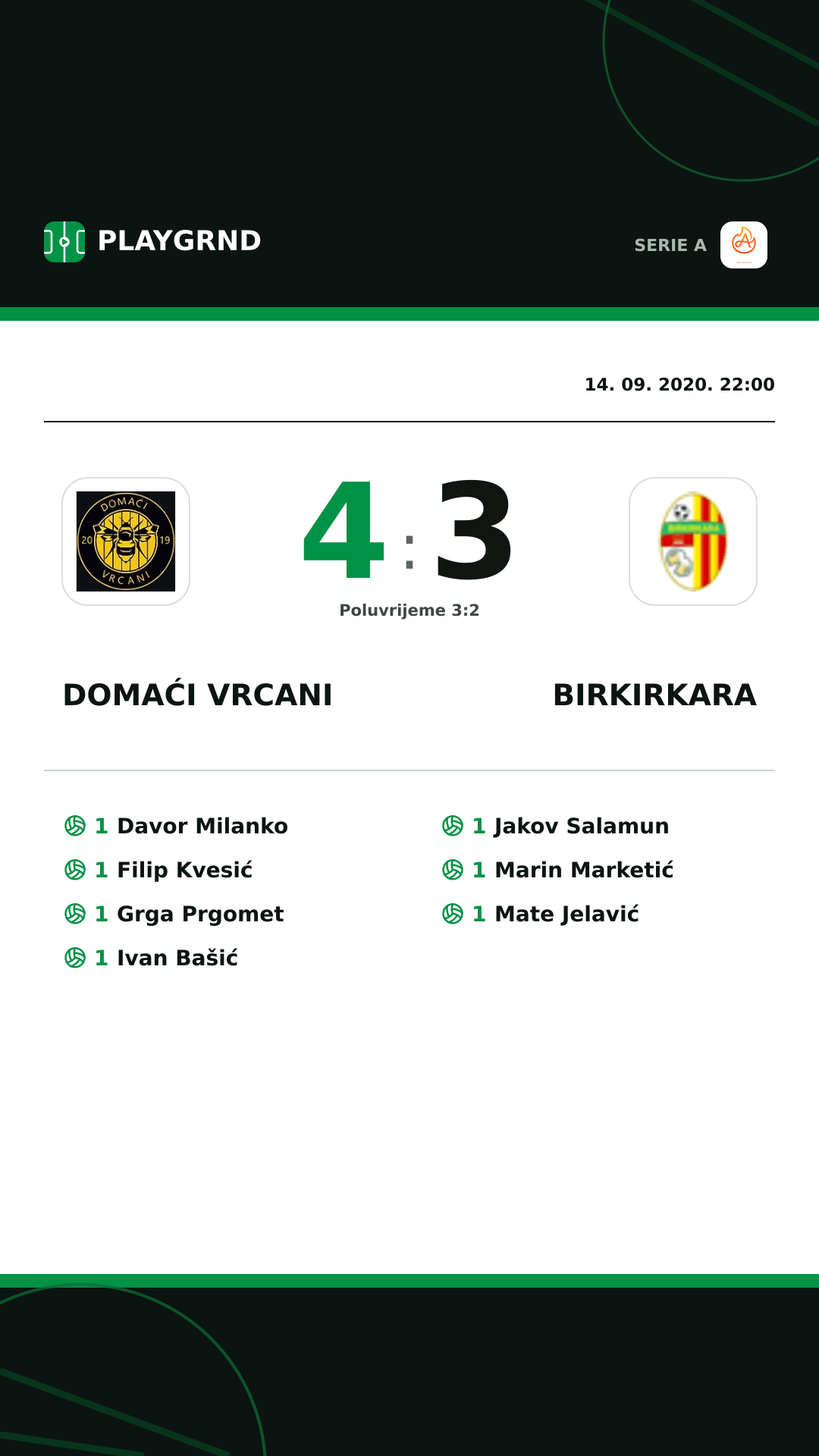 Instagram slika: Domaći Vrcani 4:3 Birkirkara