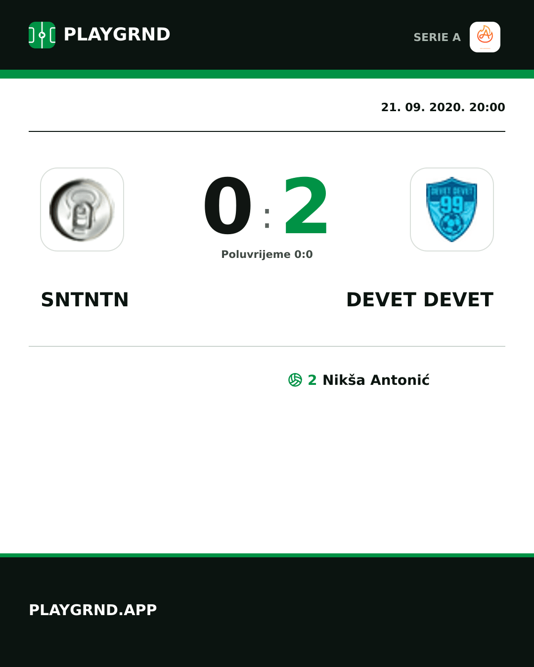 Instagram slika: Sntntn 0:2 Devet Devet
