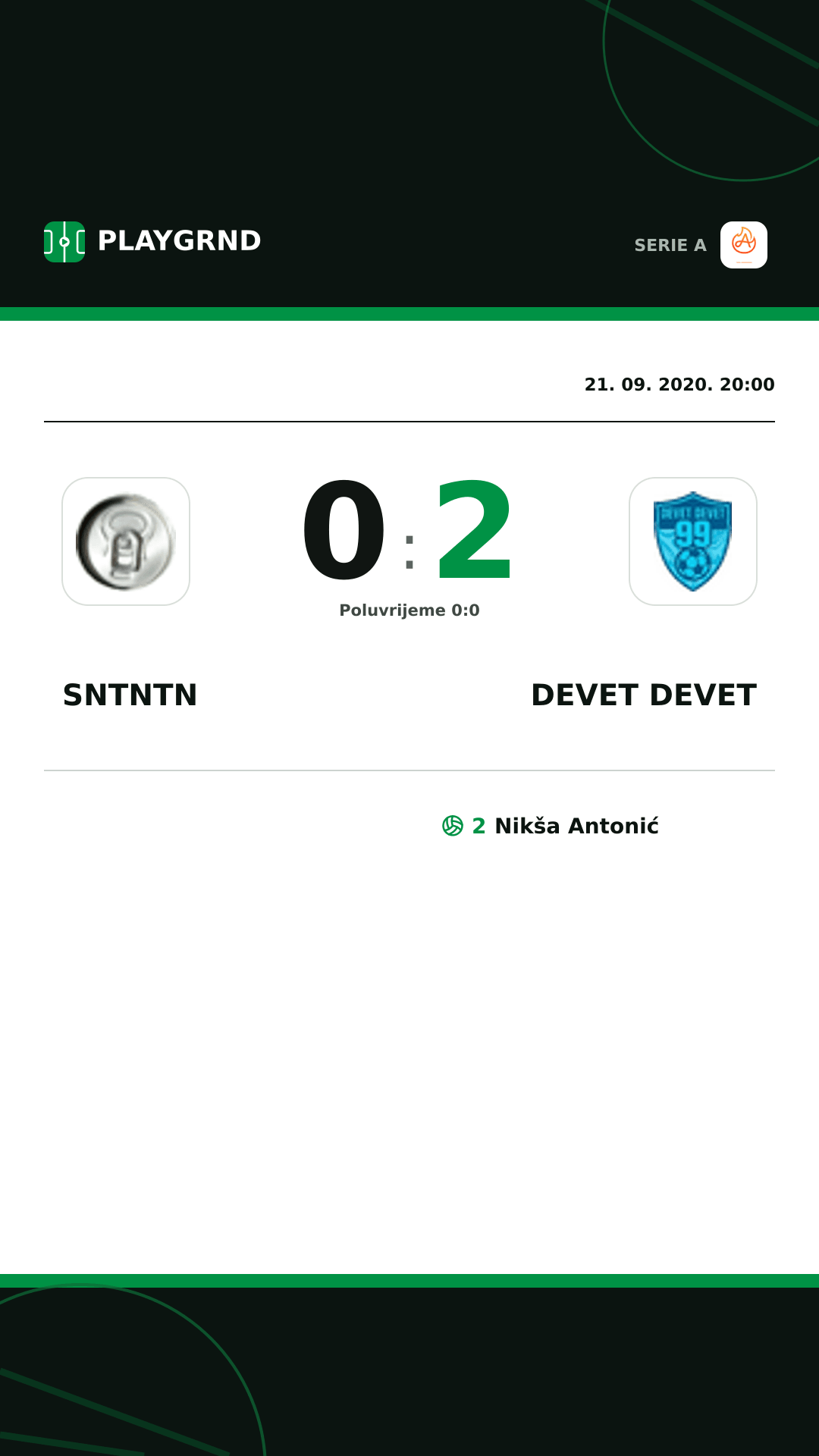 Instagram slika: Sntntn 0:2 Devet Devet