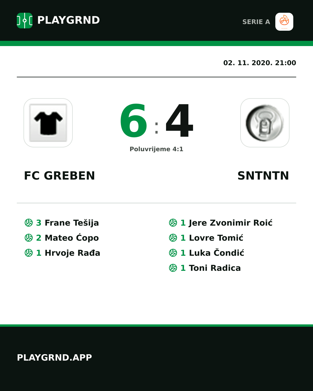 Instagram slika: FC Greben 6:4 Sntntn