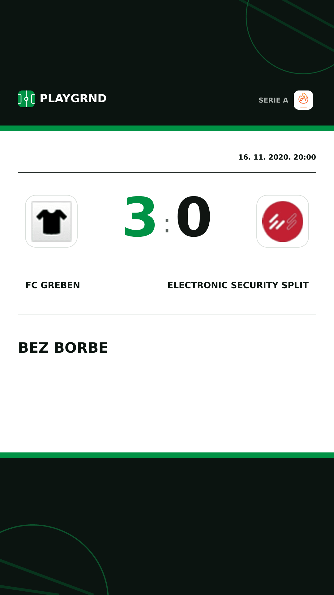 Instagram slika: FC Greben 3:0 Electronic Security Split