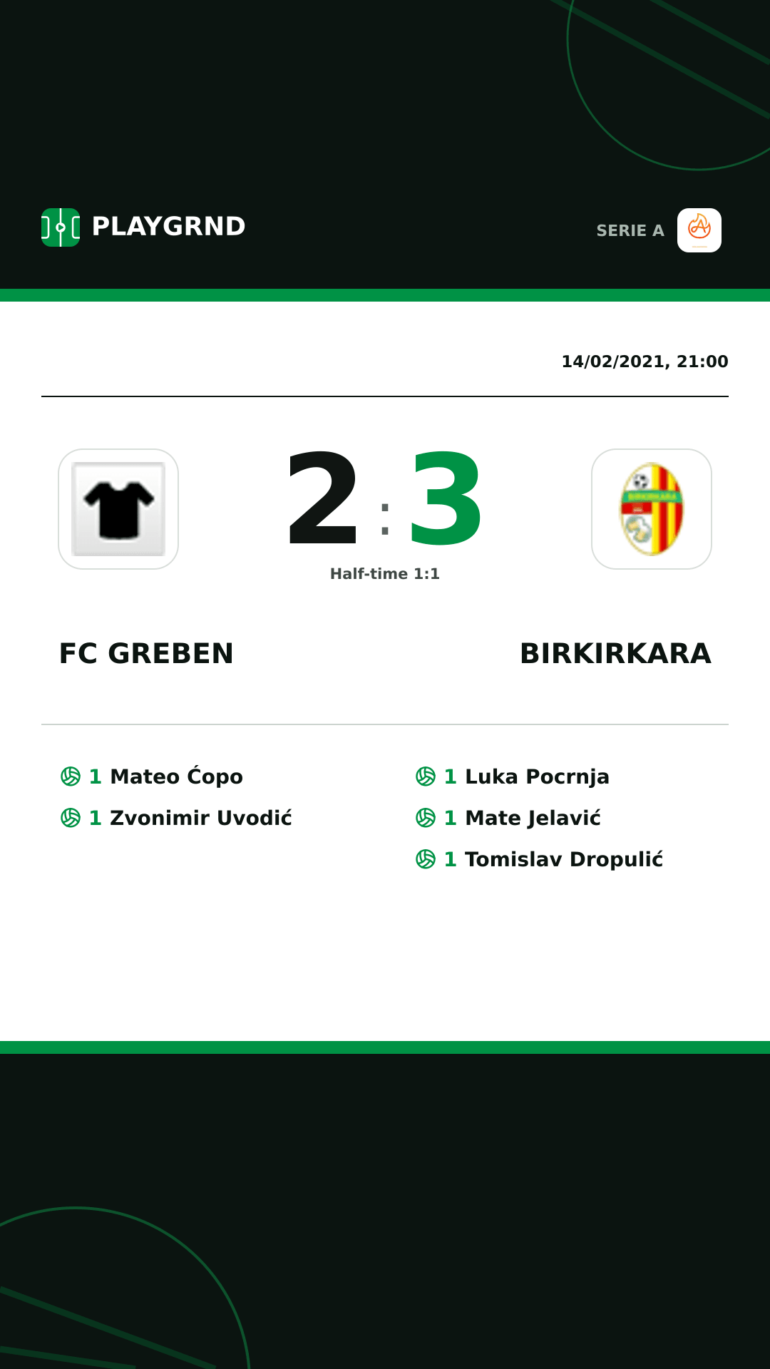 Instagram artwork: FC Greben 2:3 Birkirkara