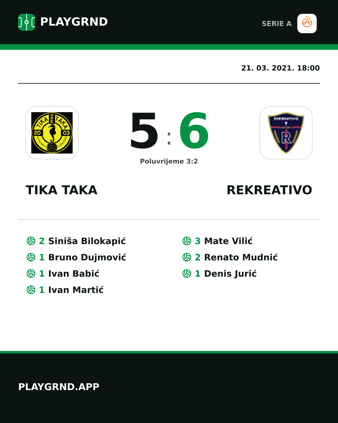 Instagram slika: Tika Taka 5:6 Rekreativo