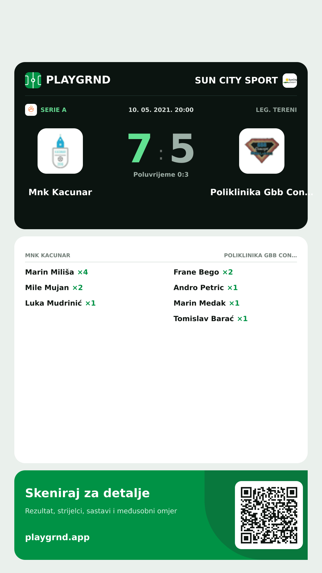 Story slika: Mnk Kacunar 7:5 Poliklinika Gbb Concept