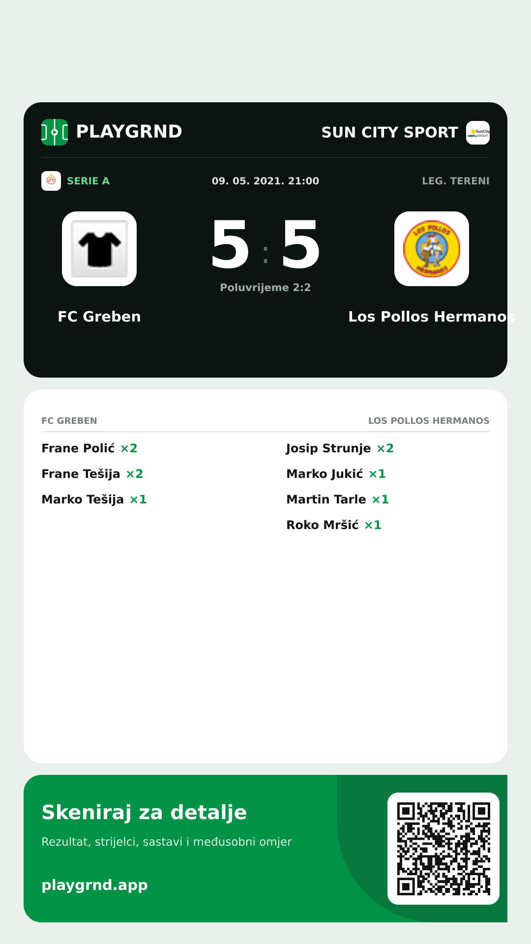 Story slika: FC Greben 5:5 Los Pollos Hermanos