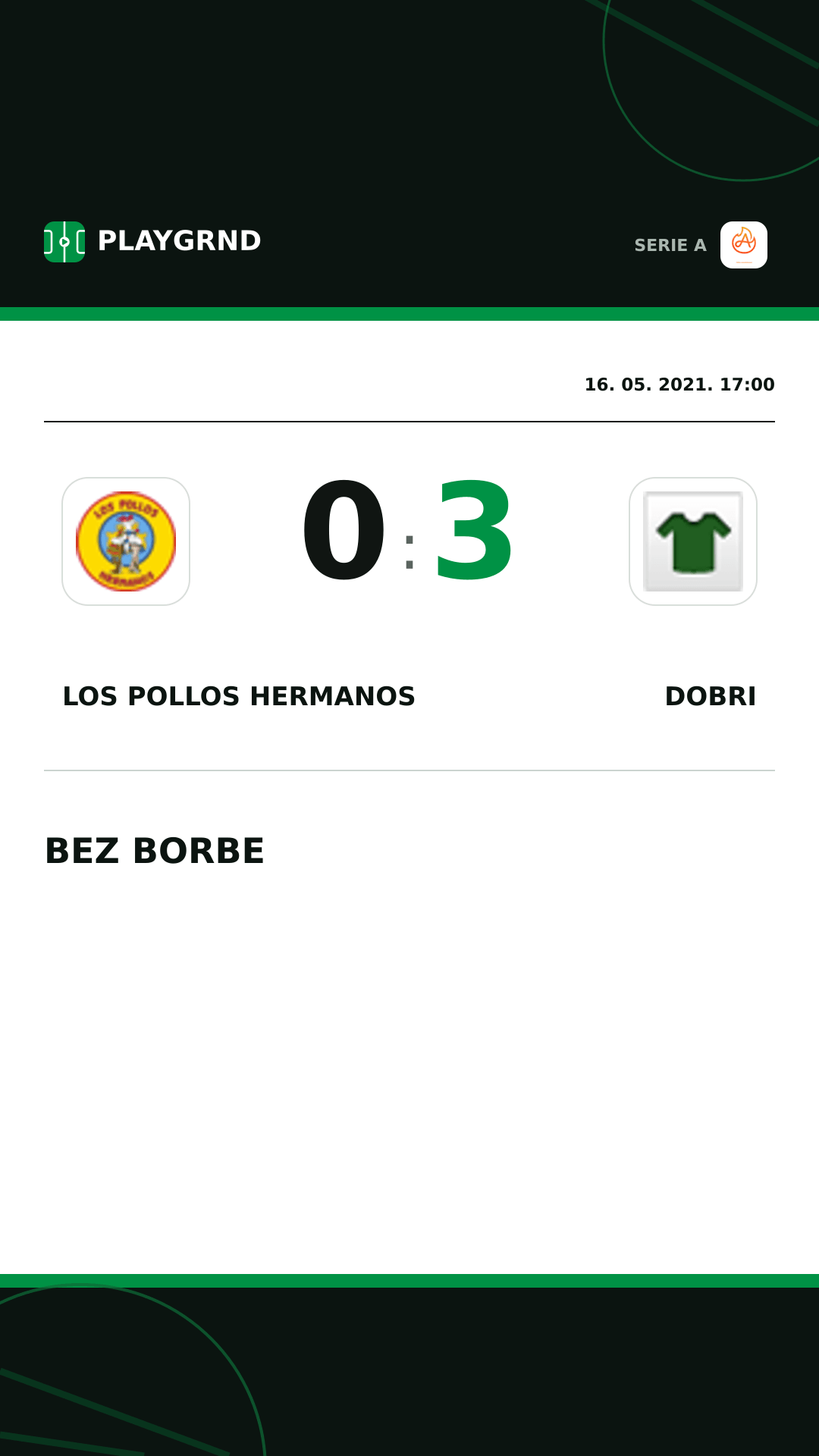 Instagram slika: Los Pollos Hermanos 0:3 Dobri