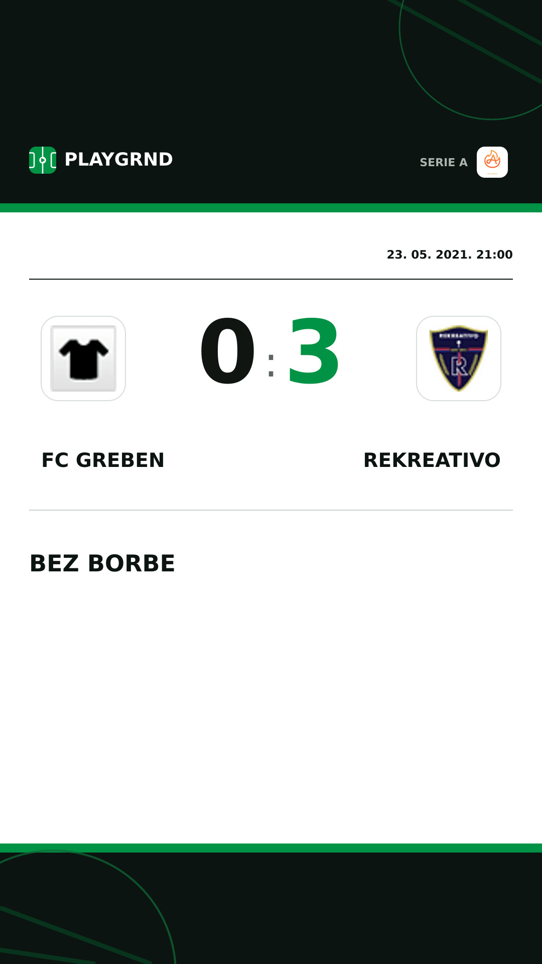 Instagram slika: FC Greben 0:3 Rekreativo