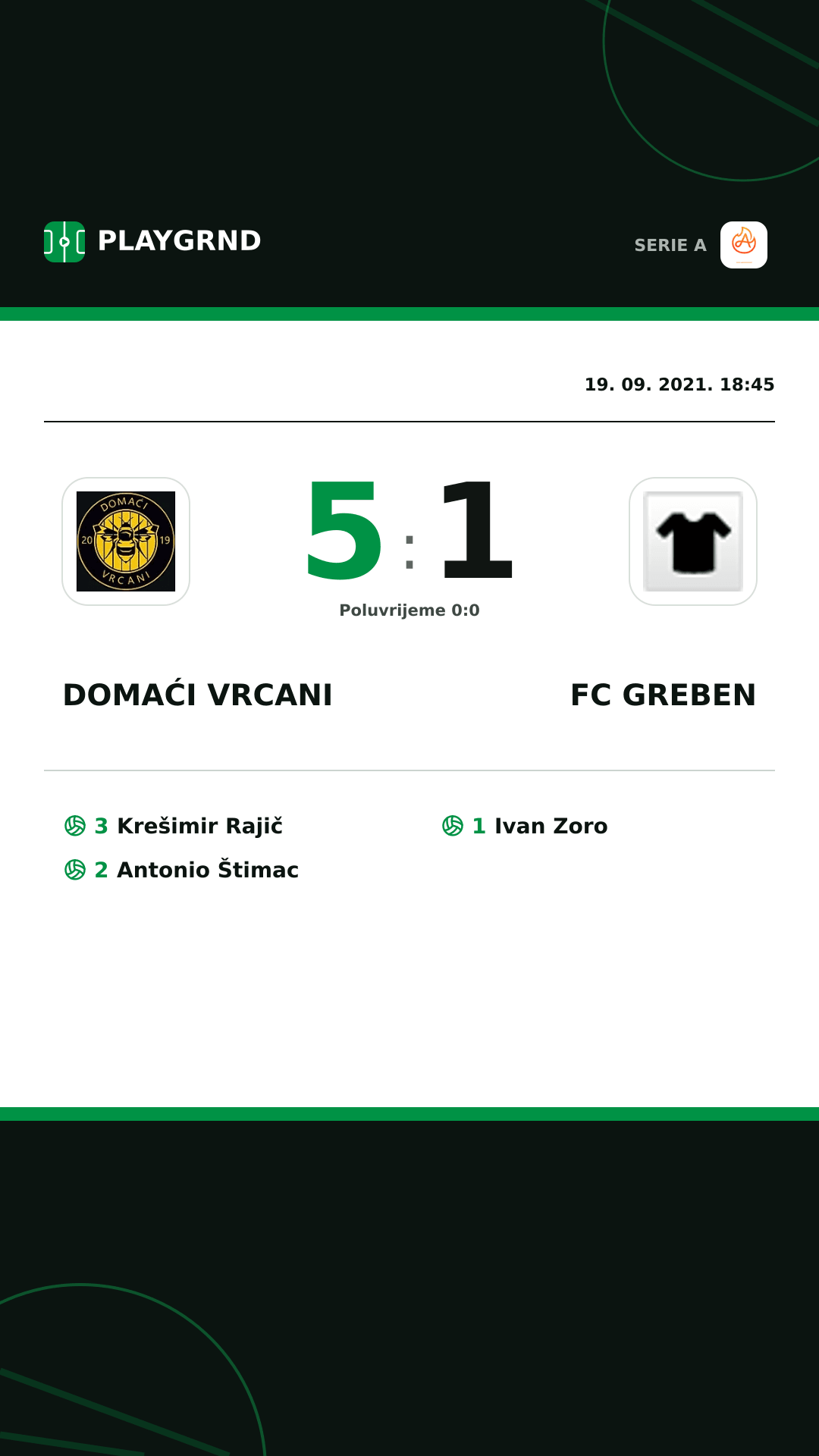 Instagram slika: Domaći Vrcani 5:1 FC Greben