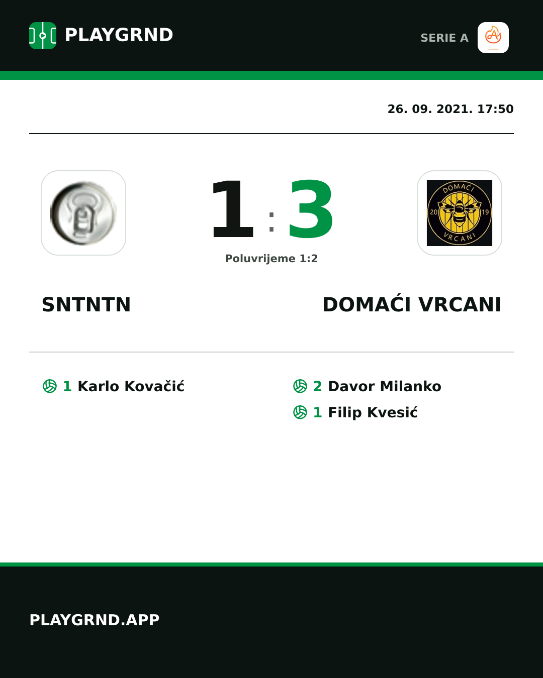 Instagram slika: Sntntn 1:3 Domaći Vrcani