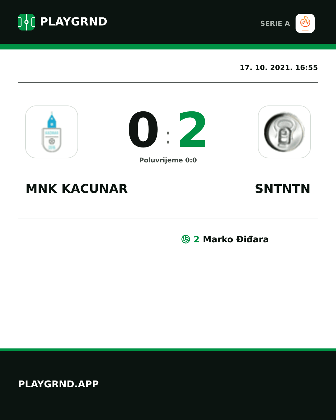 Instagram slika: Mnk Kacunar 0:2 Sntntn