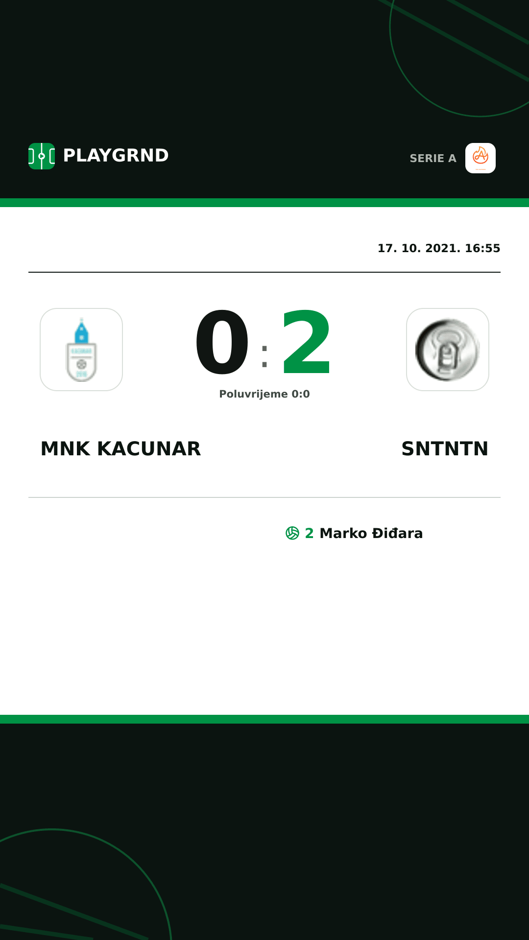 Instagram slika: Mnk Kacunar 0:2 Sntntn