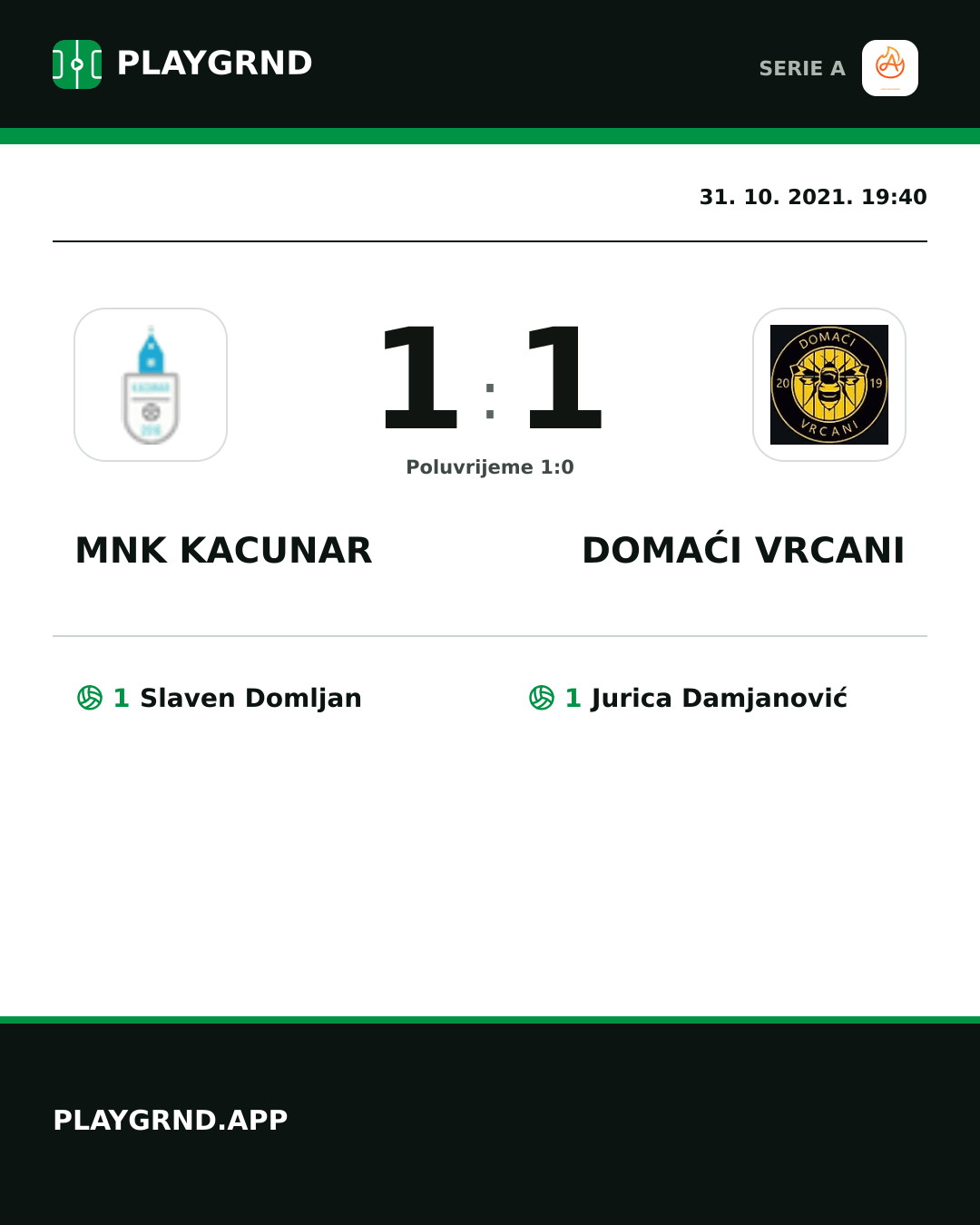 Instagram slika: Mnk Kacunar 1:1 Domaći Vrcani