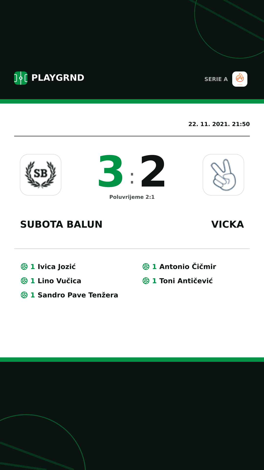 Instagram slika: Subota Balun 3:2 Vicka