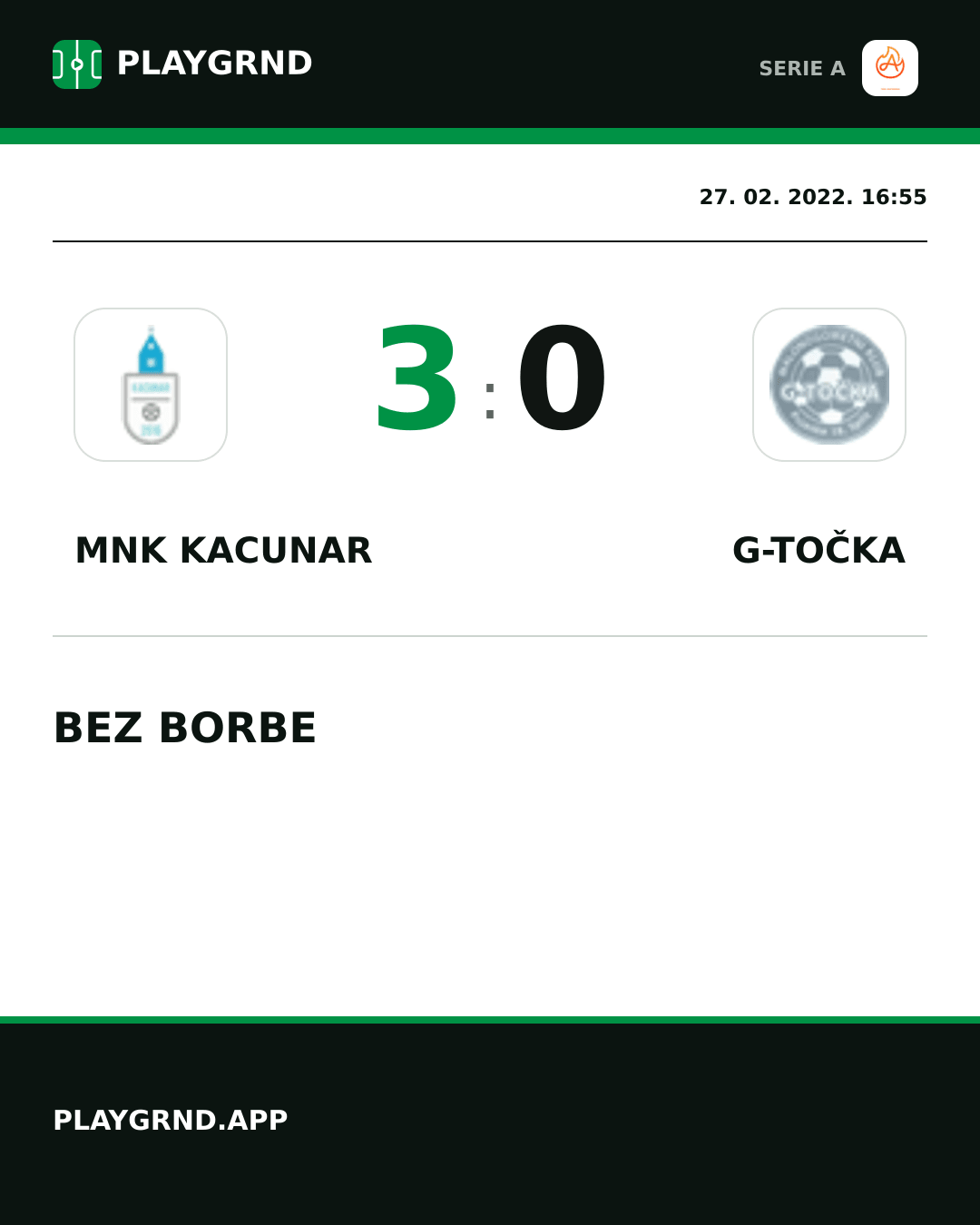 Instagram slika: Mnk Kacunar 3:0 G-Točka