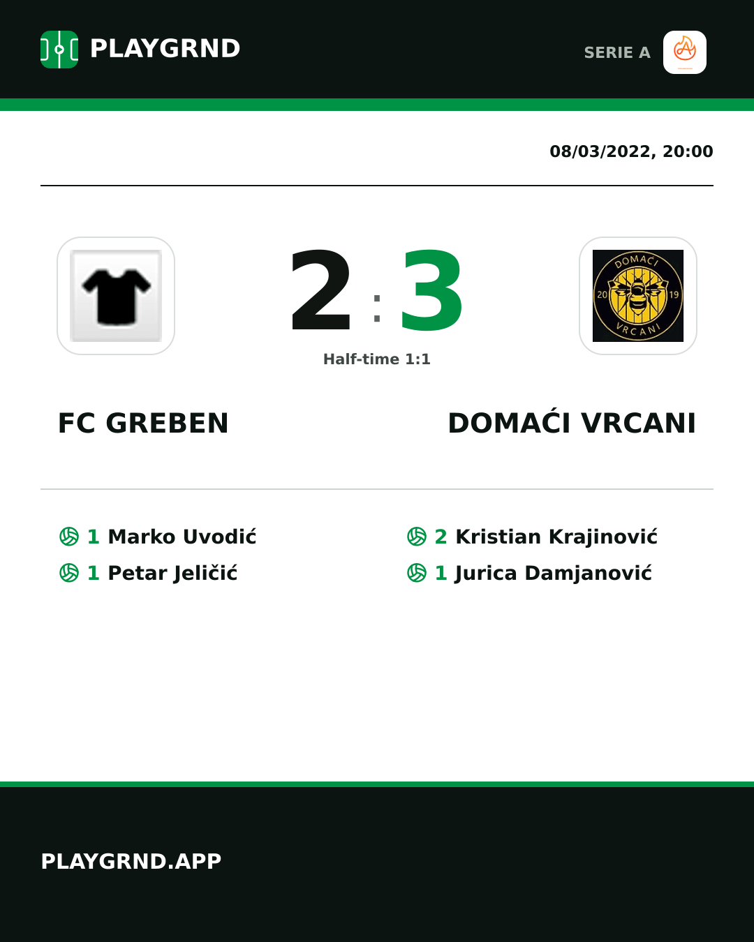 Instagram artwork: FC Greben 2:3 Domaći Vrcani