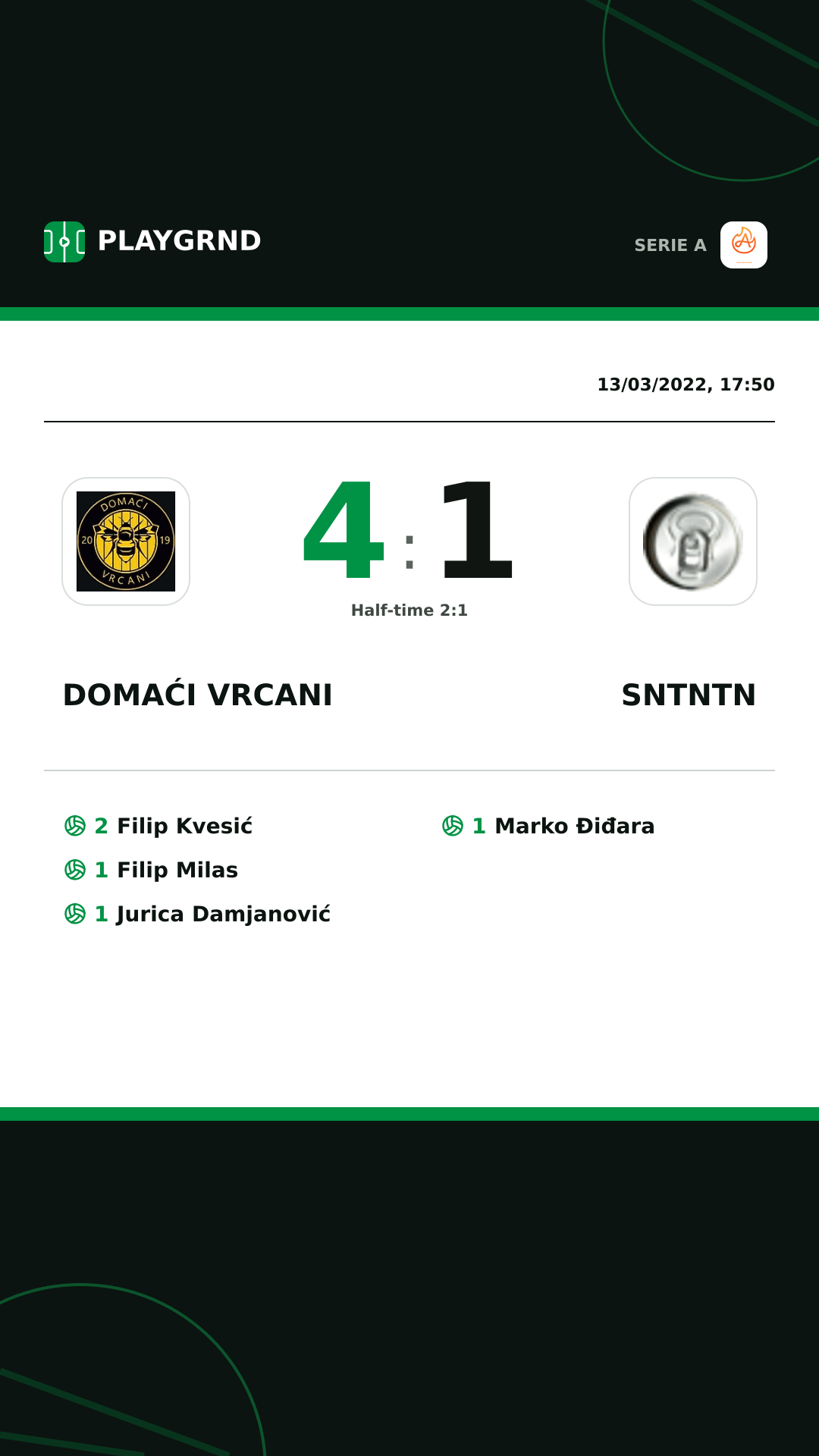 Instagram artwork: Domaći Vrcani 4:1 Sntntn