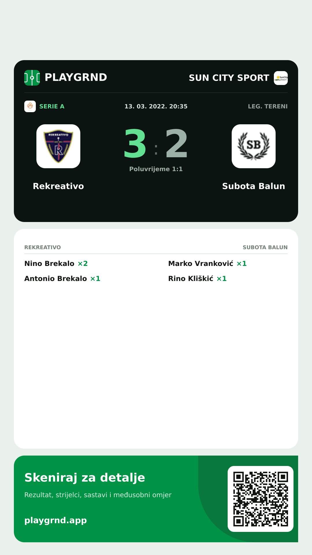 Story slika: Rekreativo 3:2 Subota Balun