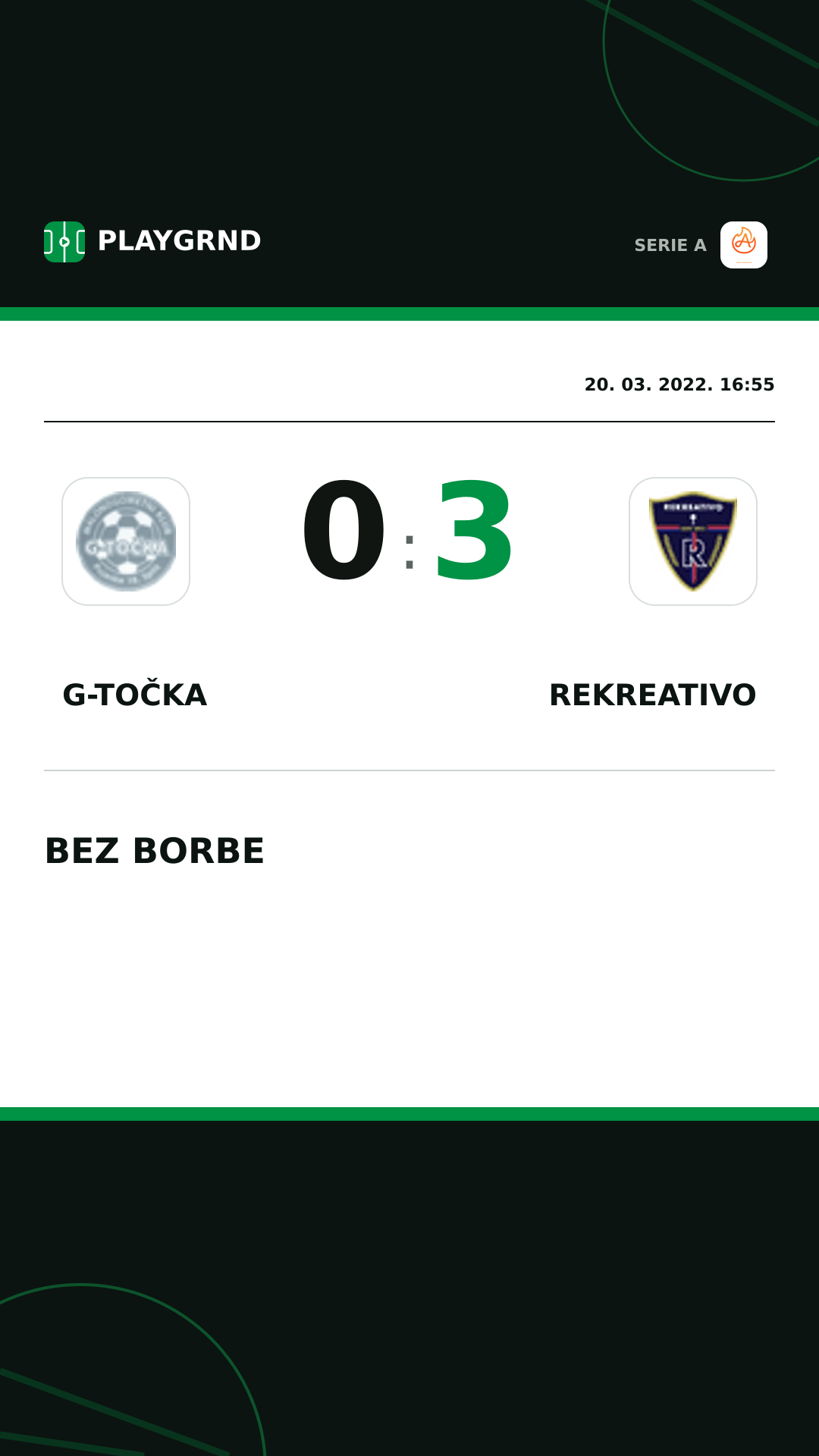 Instagram slika: G-Točka 0:3 Rekreativo