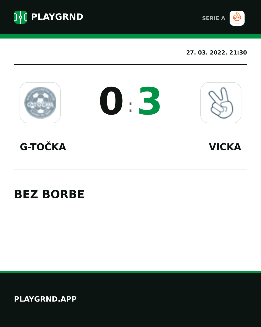 Instagram slika: G-Točka 0:3 Vicka