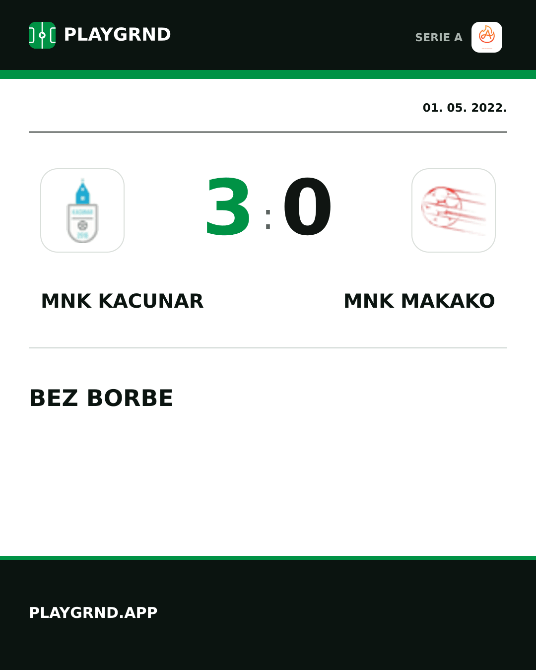Instagram slika: Mnk Kacunar 3:0 Mnk Makako