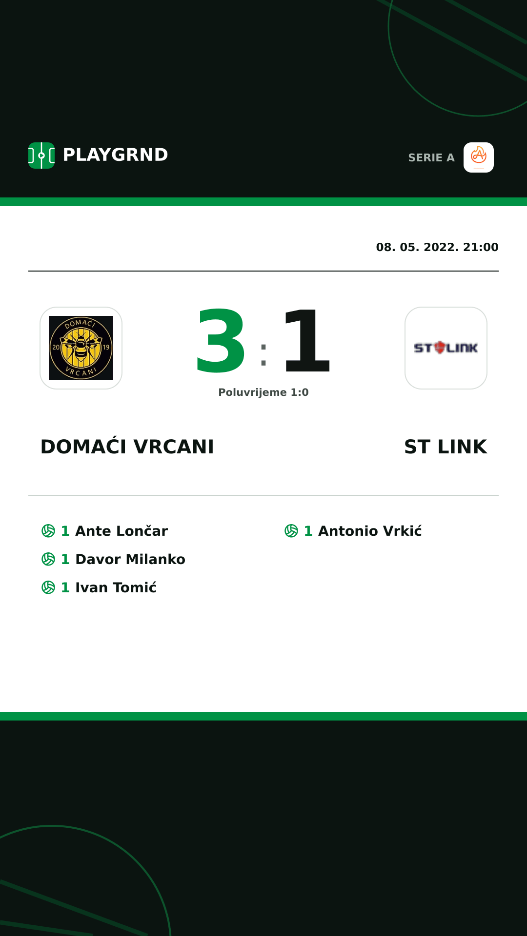 Instagram slika: Domaći Vrcani 3:1 ST Link