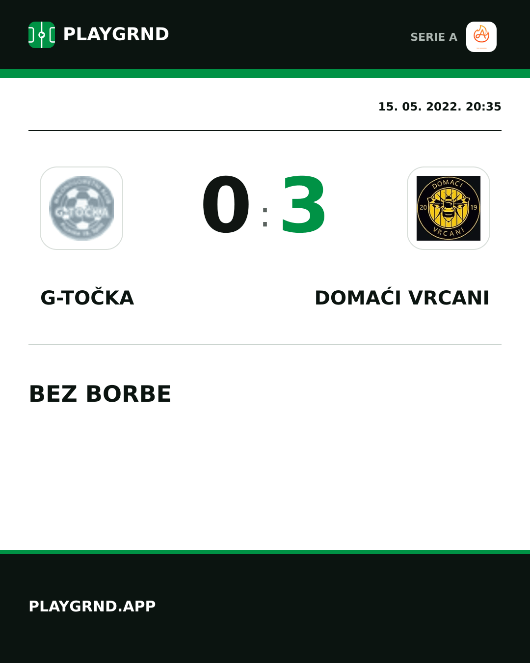 Instagram slika: G-Točka 0:3 Domaći Vrcani