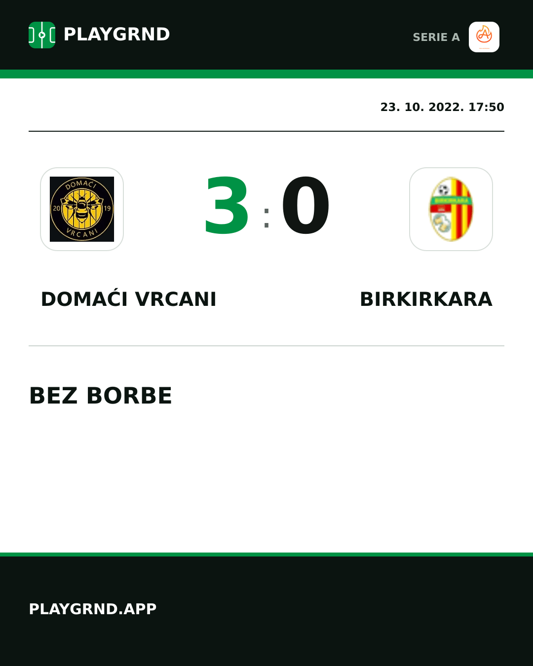 Instagram slika: Domaći Vrcani 3:0 Birkirkara
