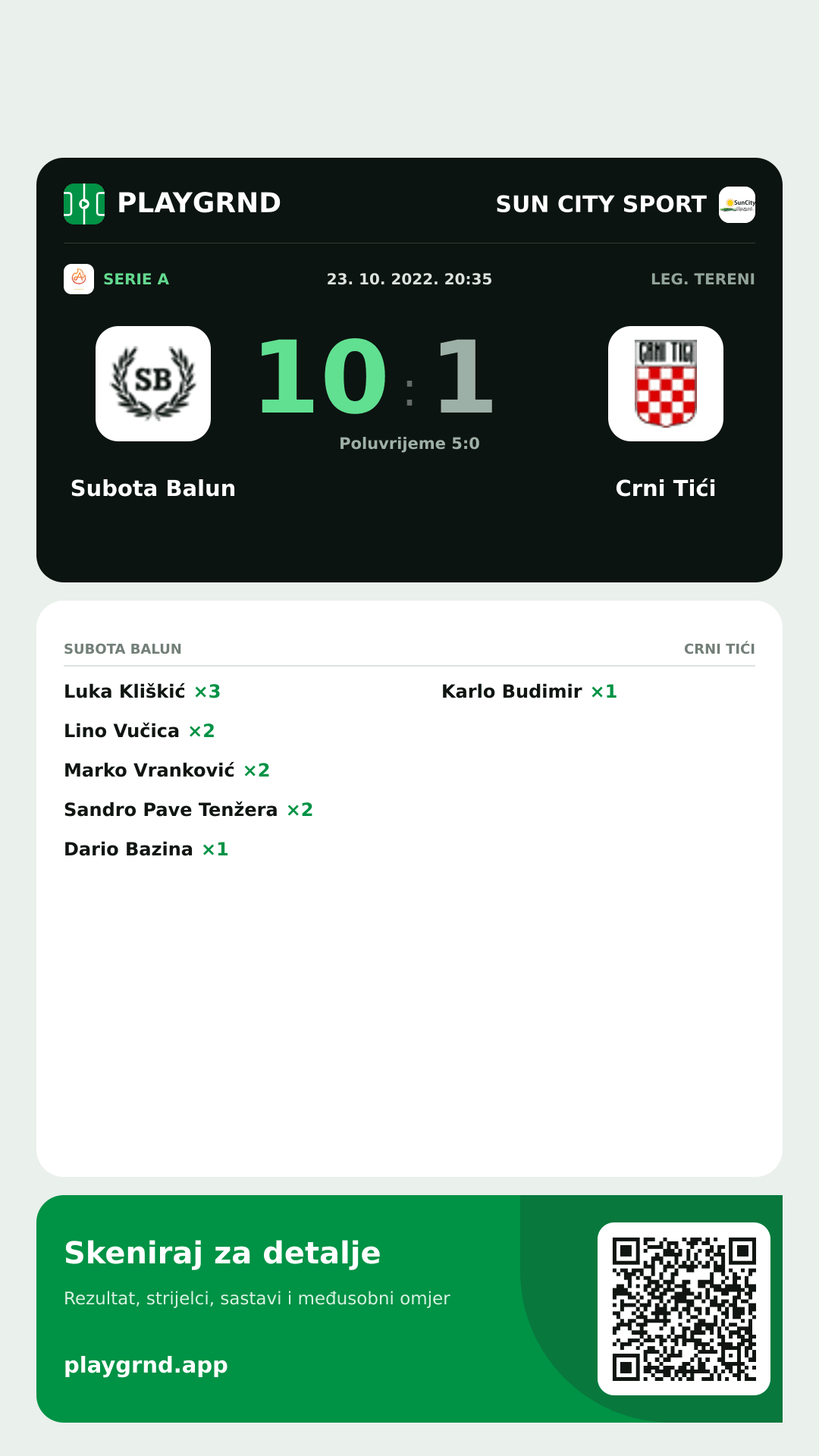 Story slika: Subota Balun 10:1 Crni Tići