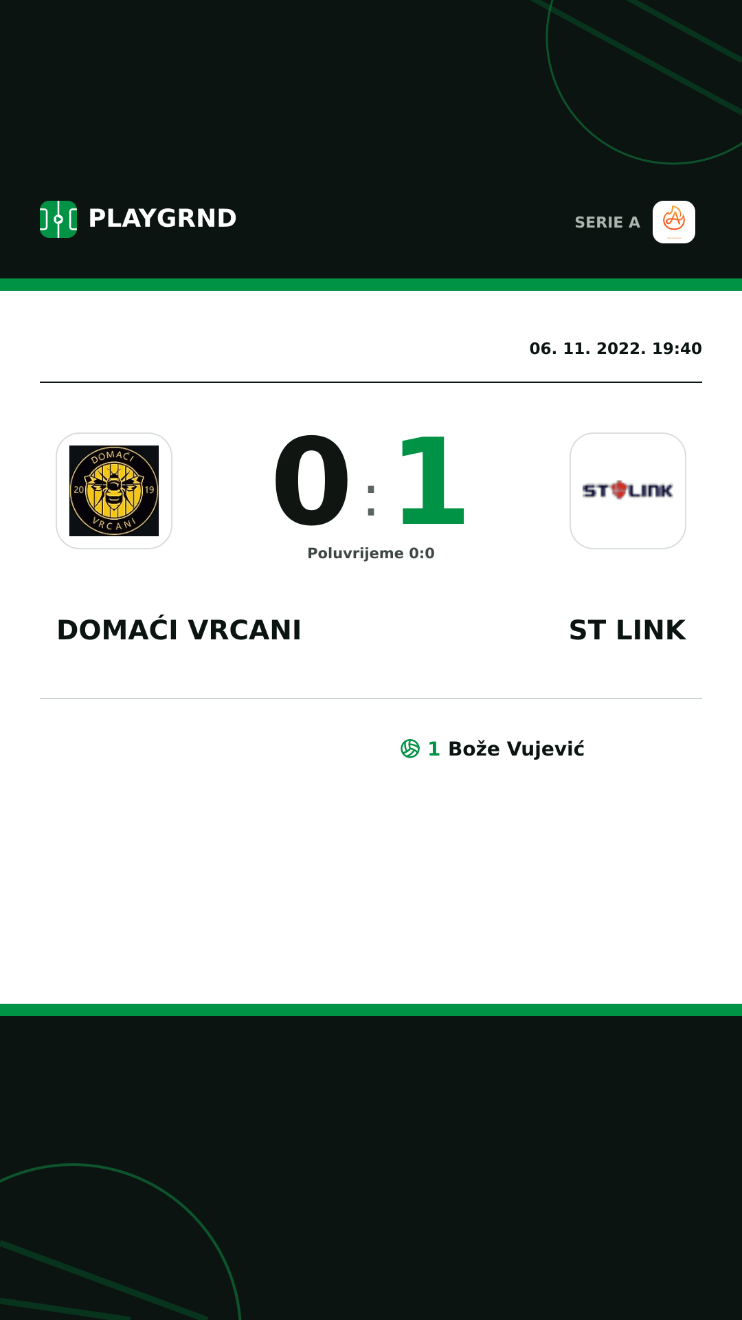 Instagram slika: Domaći Vrcani 0:1 ST Link