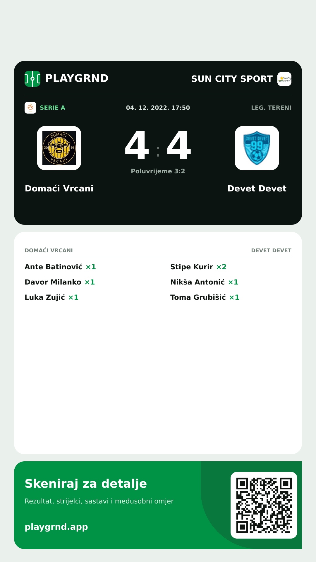 Story slika: Domaći Vrcani 4:4 Devet Devet