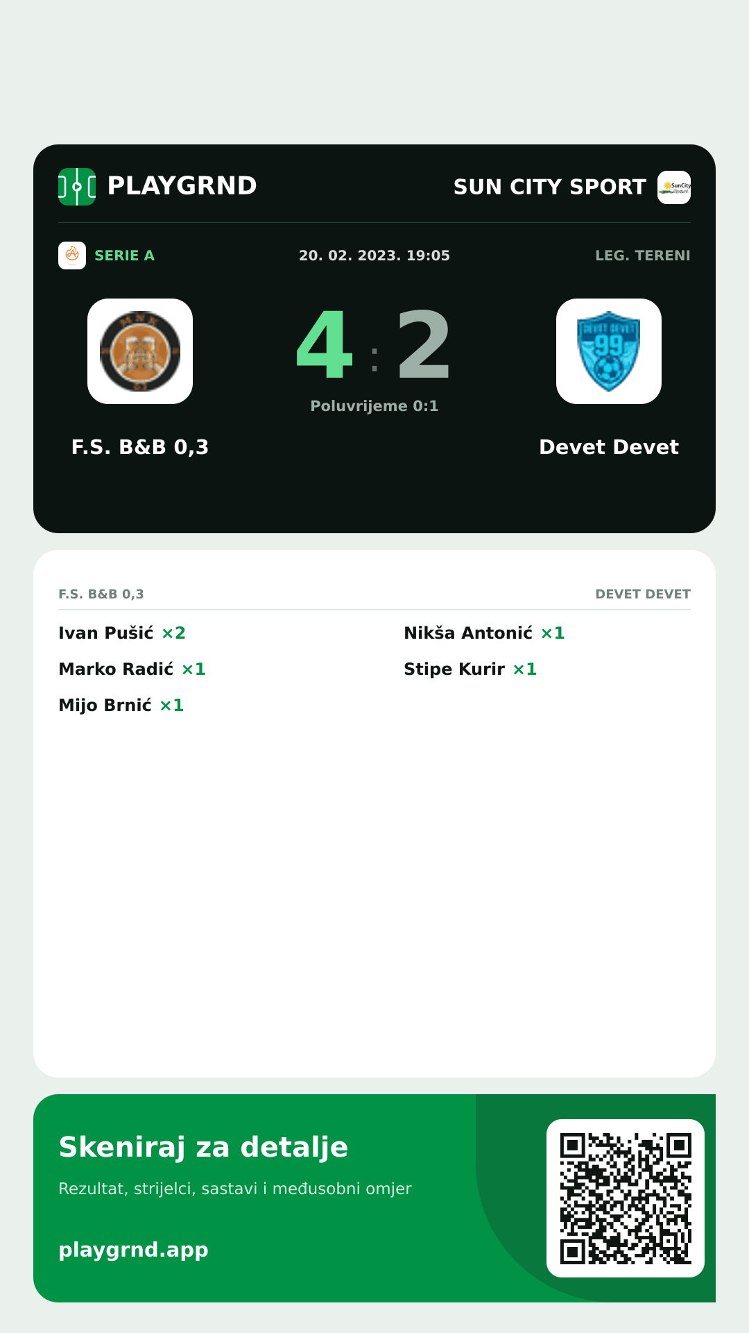 Story slika: F.S. B&B 0,3 4:2 Devet Devet