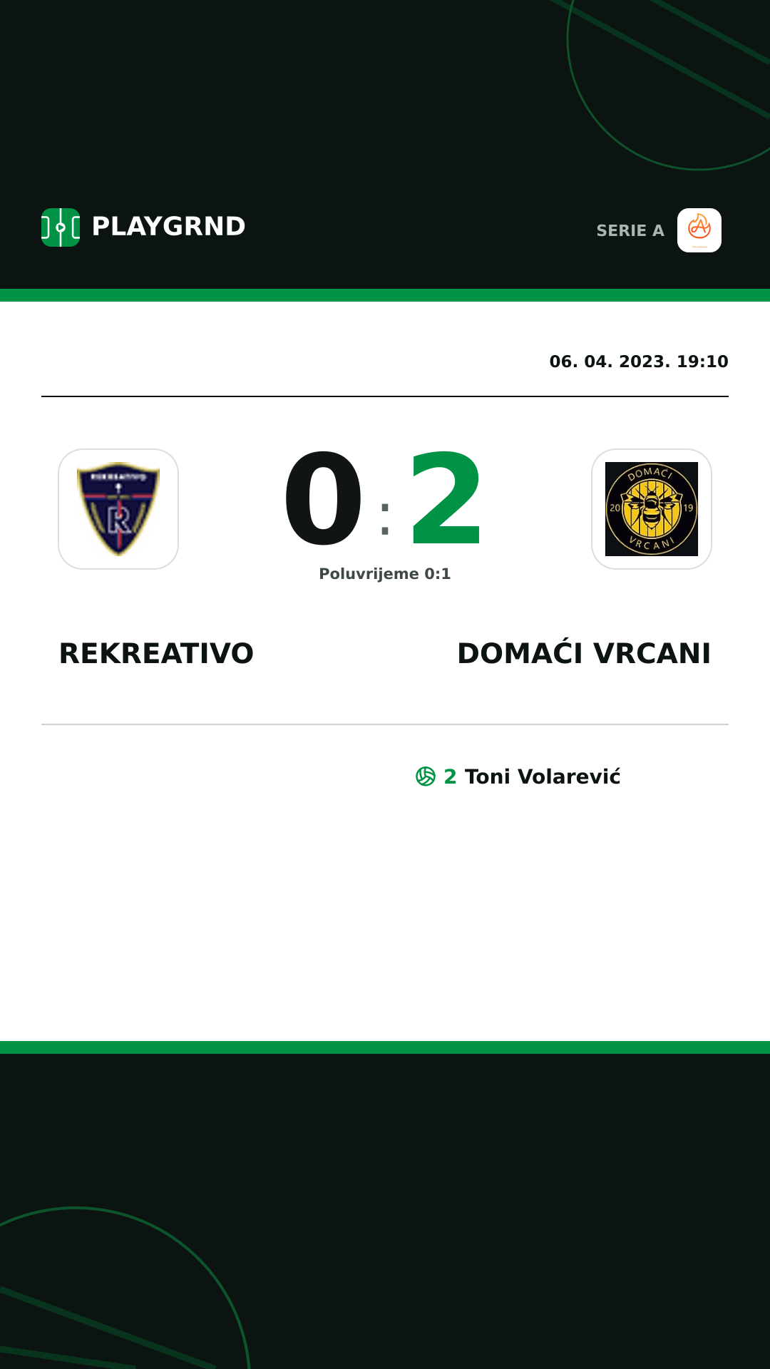 Instagram slika: Rekreativo 0:2 Domaći Vrcani