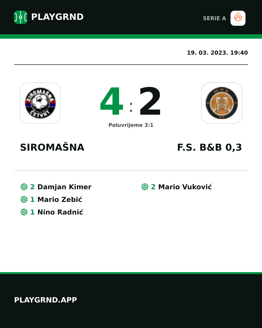 Instagram slika: Siromašna 4:2 F.S. B&B 0,3