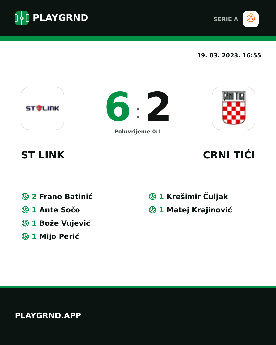 Instagram slika: ST Link 6:2 Crni Tići