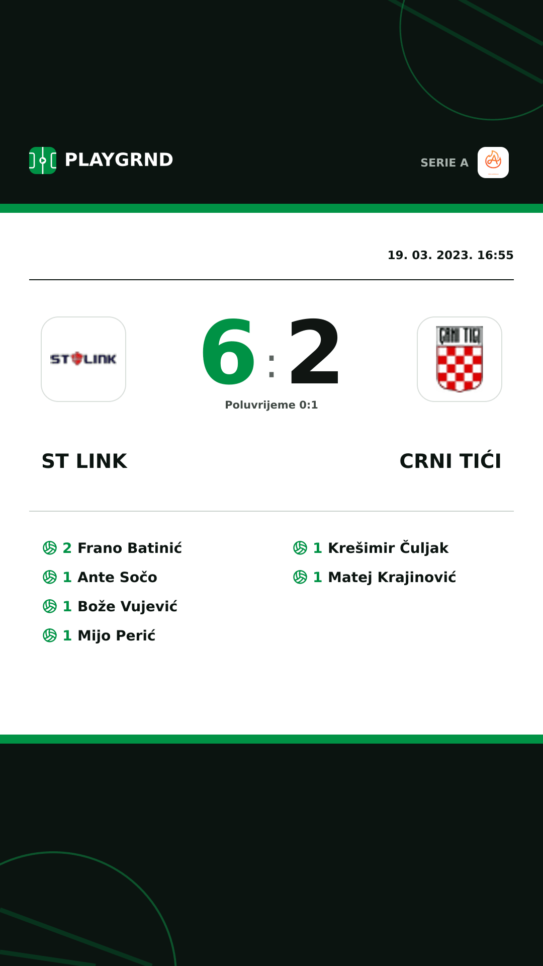 Instagram slika: ST Link 6:2 Crni Tići