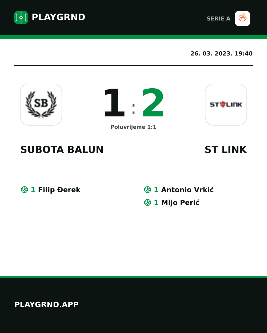 Instagram slika: Subota Balun 1:2 ST Link