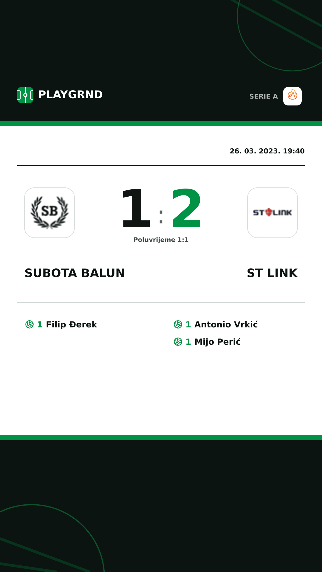 Instagram slika: Subota Balun 1:2 ST Link